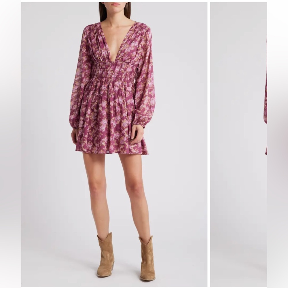 Free People Keep You Long Sleeve Cotton Minidress